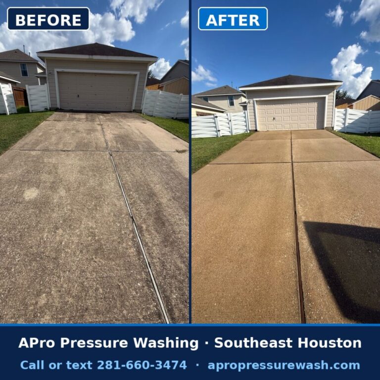 Pressure Washing Southeast Houston: Driveway and Siding Before and After
